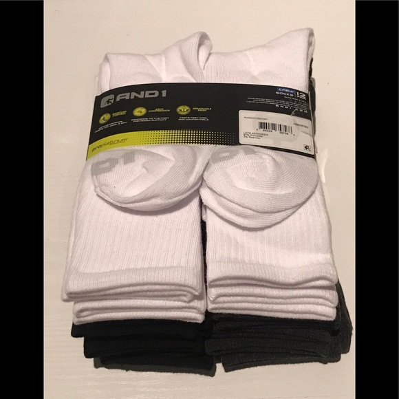 12 PAIRS AND1 Long Crew PROPLATINUM Socks 6-12.5 - Picture 4 of 8